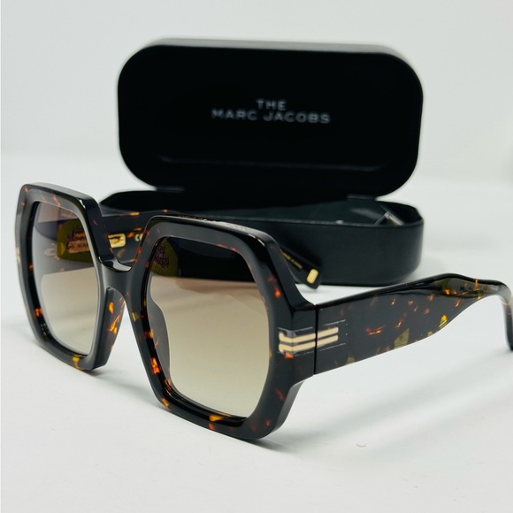 New MARC JACOBS Havana Square MJ 1074/S 086 HA Sunglasses Women AUTHENTIC SET - Picture 3 of 5